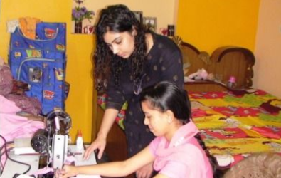 Vocational training on a sewing machine